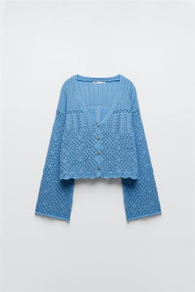 Zra Orj. Taş Düğmeli Örgü Hırka Mavi