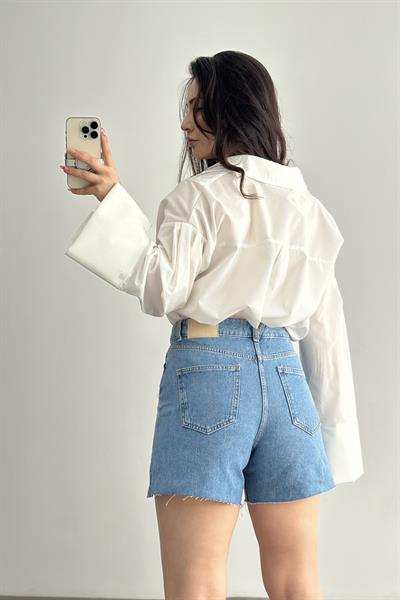 Zra Orj. Yırtmaç Detaylı Denim Şort