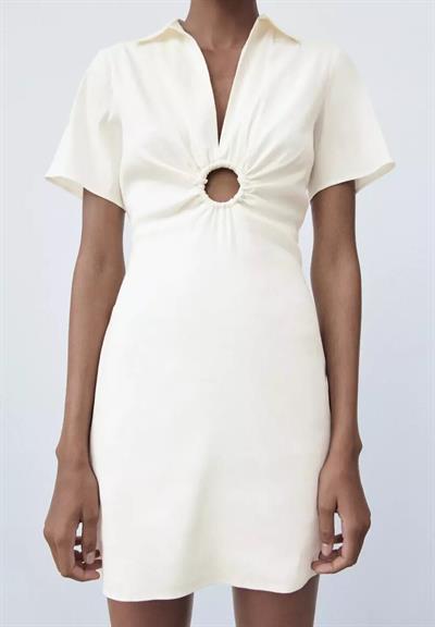 ZRA ORJ. Halka Detaylı Ekru Elbise