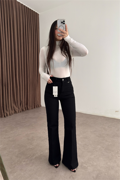 Zra Orj. Ütü Detaylı Flare Siyah Jean 