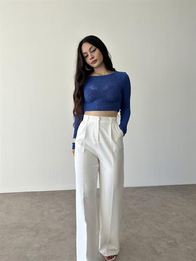 Zra Orj. Yüksek Belli Beyaz Palazzo