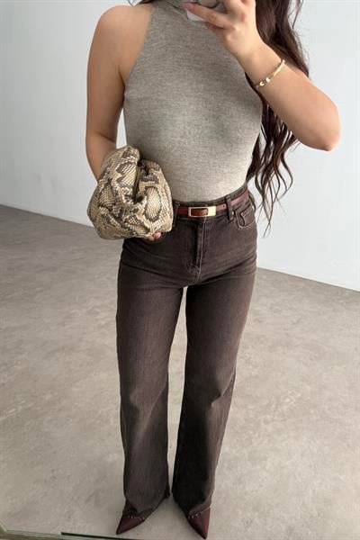 Zra Orj. Yüksek Belli KahveYıkamalı Straightleg  Jean