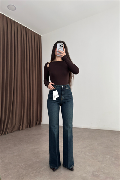 Zra Orj. Ütü Detaylı Flare Vintage Mavi Jean 