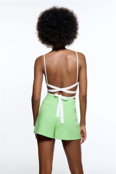 Zra Orj. Yüksek Belli Yeşil Şort Etek