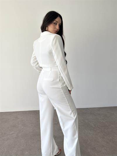 Zra Orj. Yüksek Belli Beyaz Palazzo