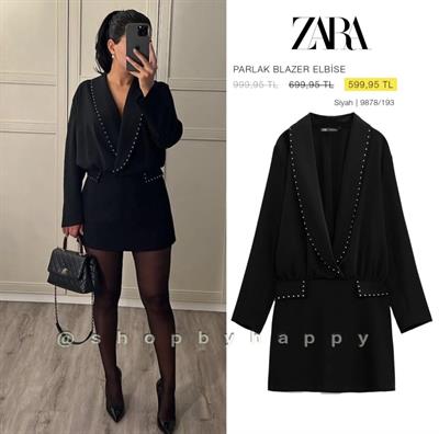 ZRA ORJ. Kruvaze Yaka Blazer Elbise