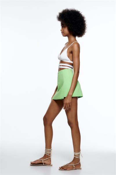 Zra Orj. Yüksek Belli Yeşil Şort Etek