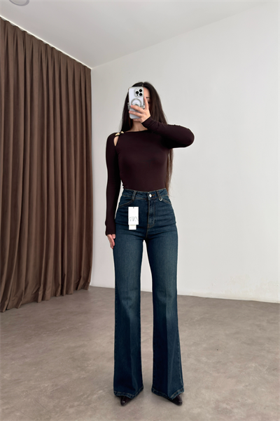 Zra Orj. Ütü Detaylı Flare Vintage Mavi Jean 