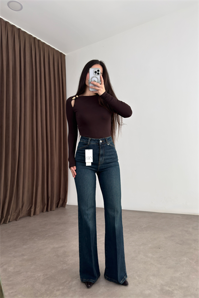 Zra Orj. Ütü Detaylı Flare Vintage Mavi Jean 