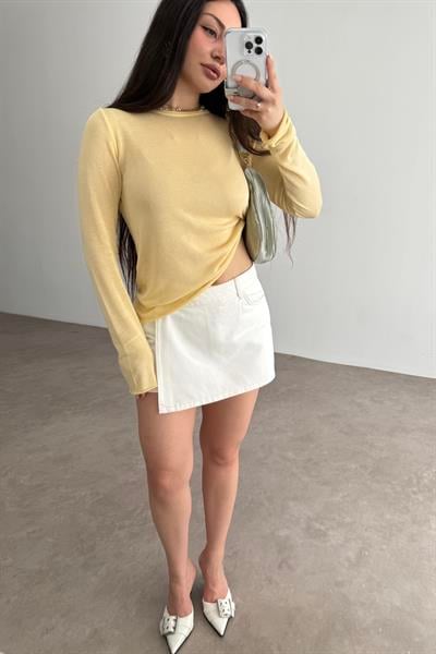 ZRA Orj. Ekru Denim Şort Etek