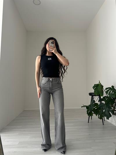 ZRA Orj. Taşlı Gri Jean