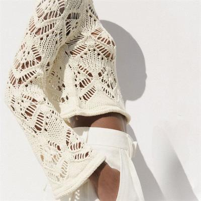 Zra Orj. Örgü File Detaylı Krem Kazak 