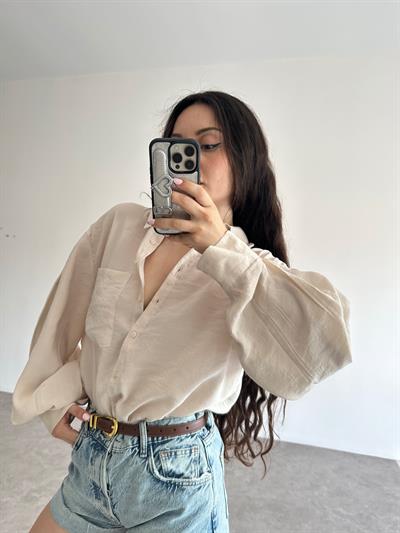 Zra Orj Tensel Ekru Gömlek