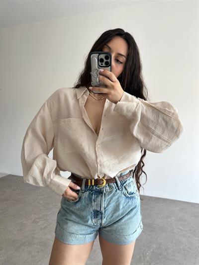 Zra Orj Tensel Ekru Gömlek