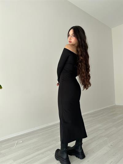 ZRA Pencere Detaylı Uzun Elbise