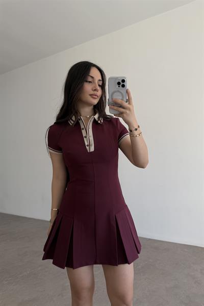 Zra Polo Yaka Bordo Elbise 