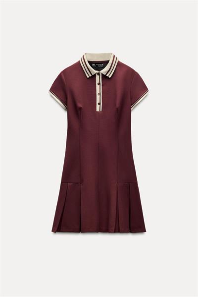 Zra Polo Yaka Bordo Elbise 