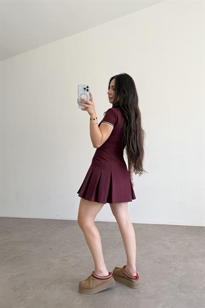 Zra Polo Yaka Bordo Elbise 