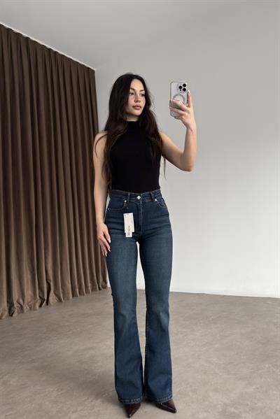 ZRA Toparlayıcı Flare Vintage Mavi Jean