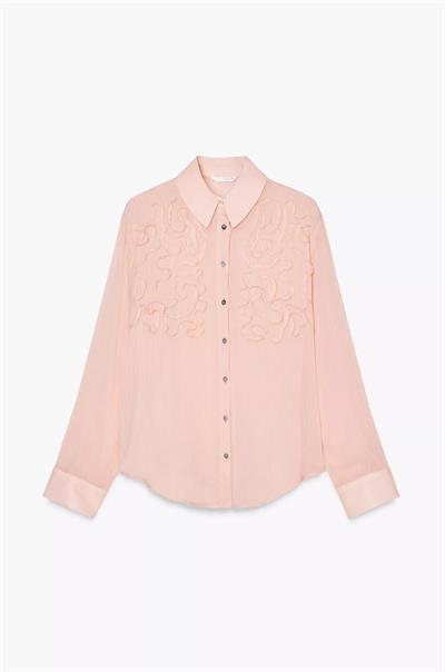 Zra Şifon Pudra Kabartma Gömlek