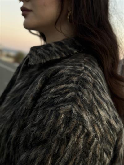 ZRA Tüylü Leopar Kalın Ceket