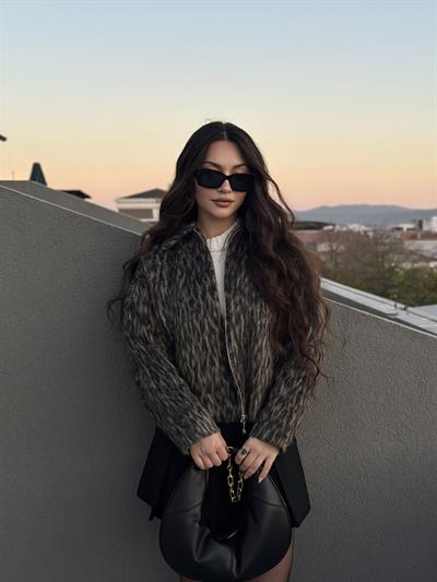 ZRA Tüylü Leopar Kalın Ceket