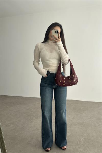 ZRA Yüksek Belli Straightleg İndigo Mavi