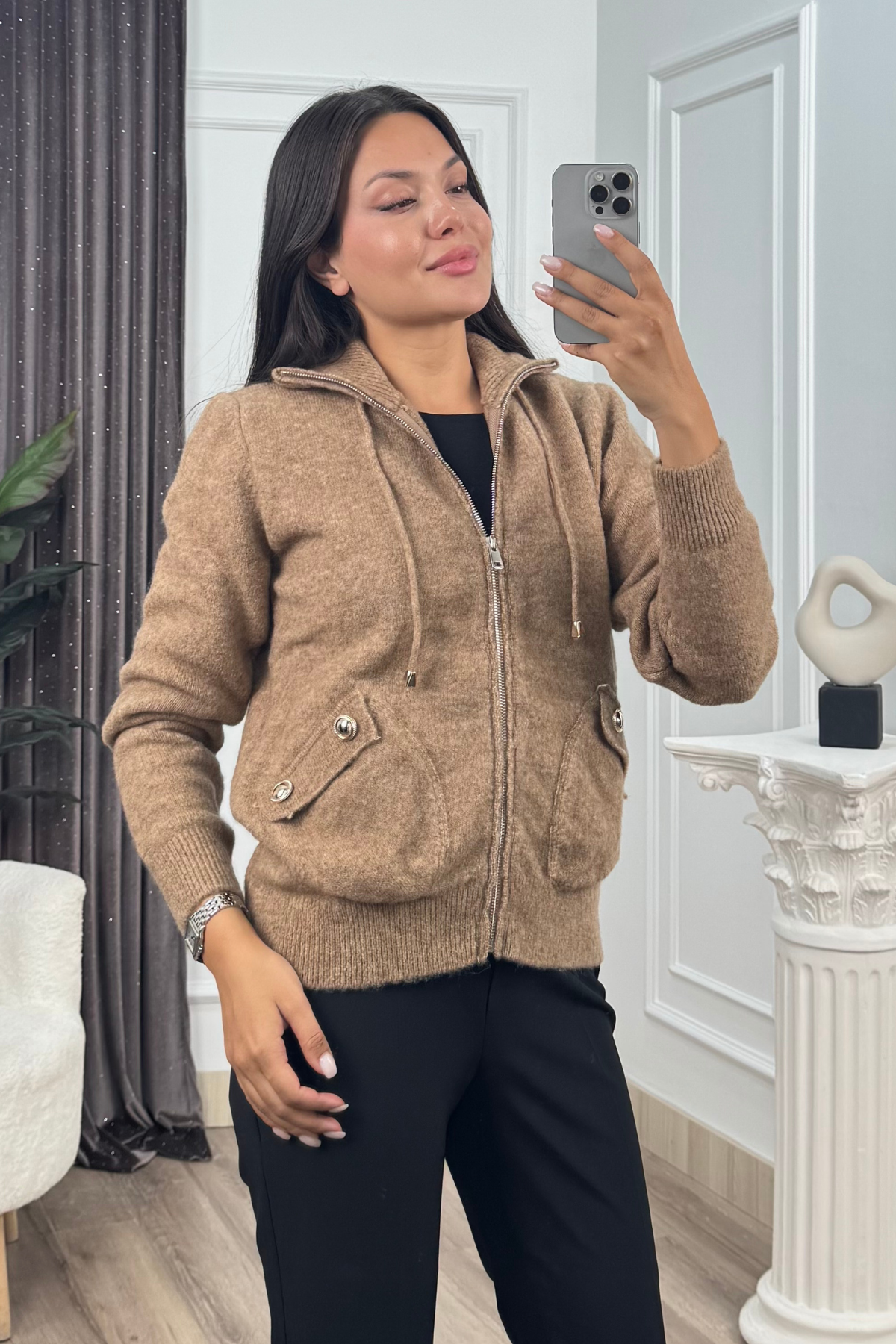 20286 İPLİ FERMUARLI HIRKA