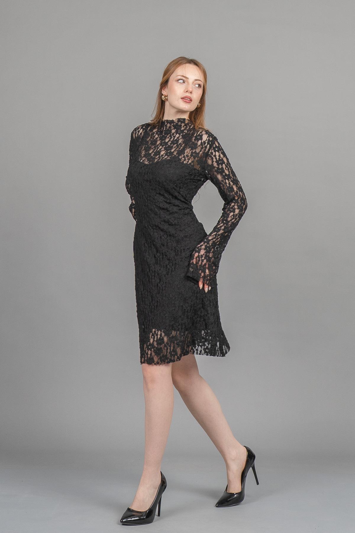 BIANCA KISA DANTELLİ ELBİSE