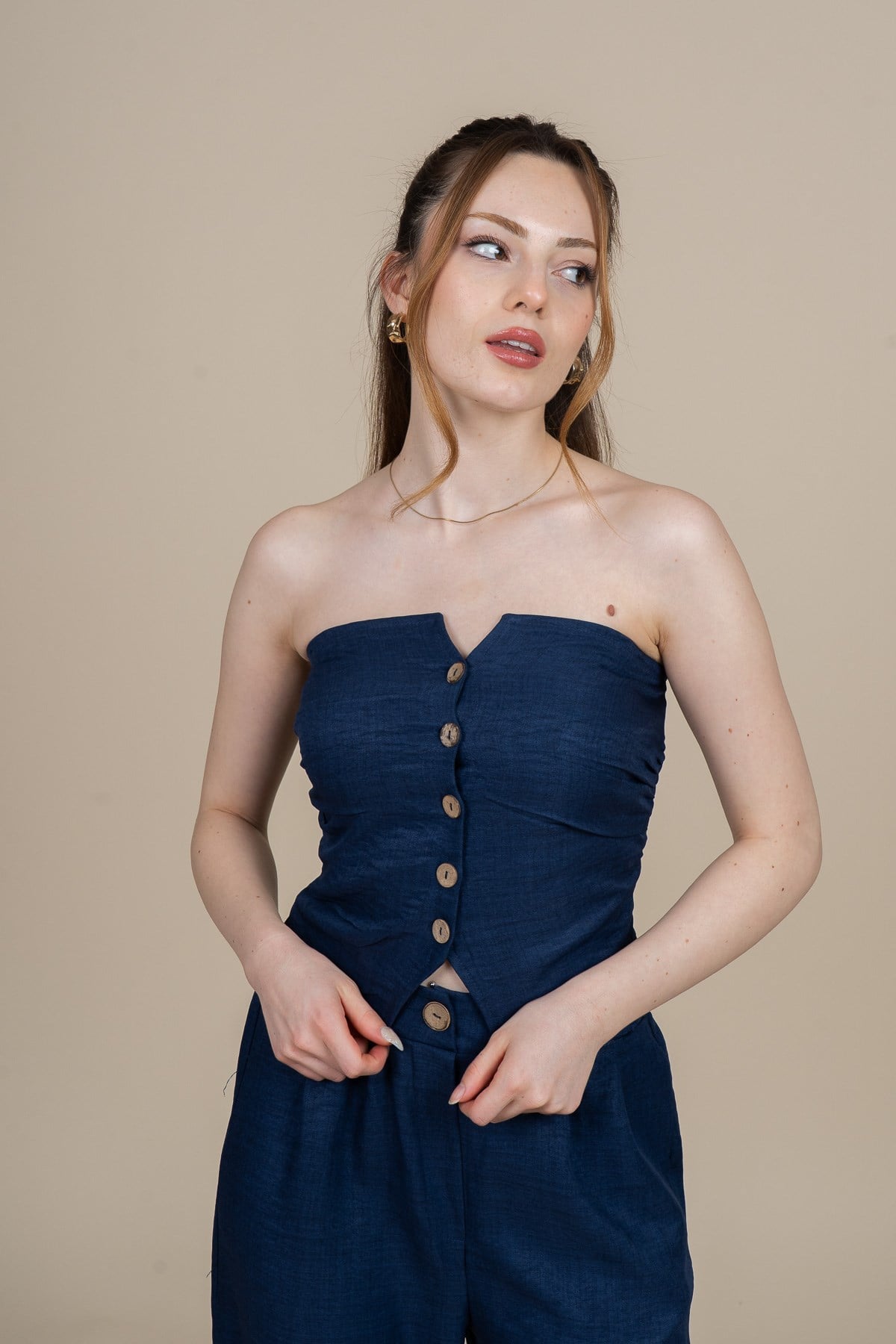 CAMILA KETEN YELEK PANTOLON İKİLİ TAKIM