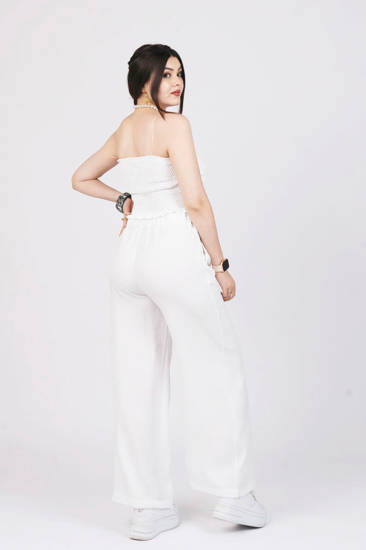 CAMILA STRAPLEZ KETEN YELEK PANTOLON İKİLİ TAKIM