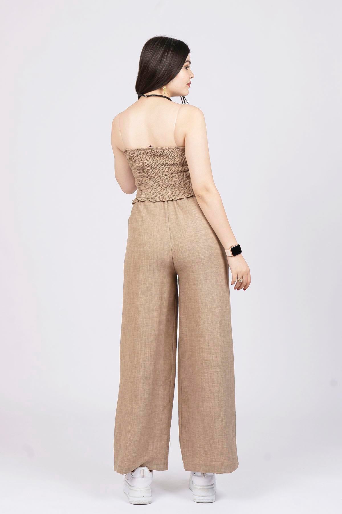 CAMILA STRAPLEZ KETEN YELEK PANTOLON İKİLİ TAKIM