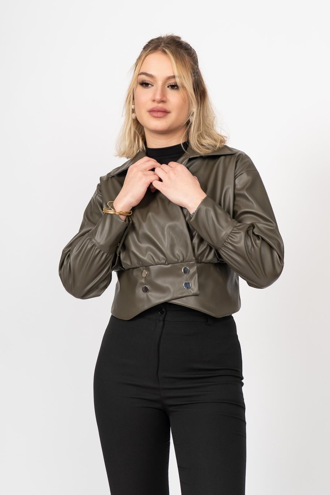 CORA KRUVAZE DERİ BLUZ
