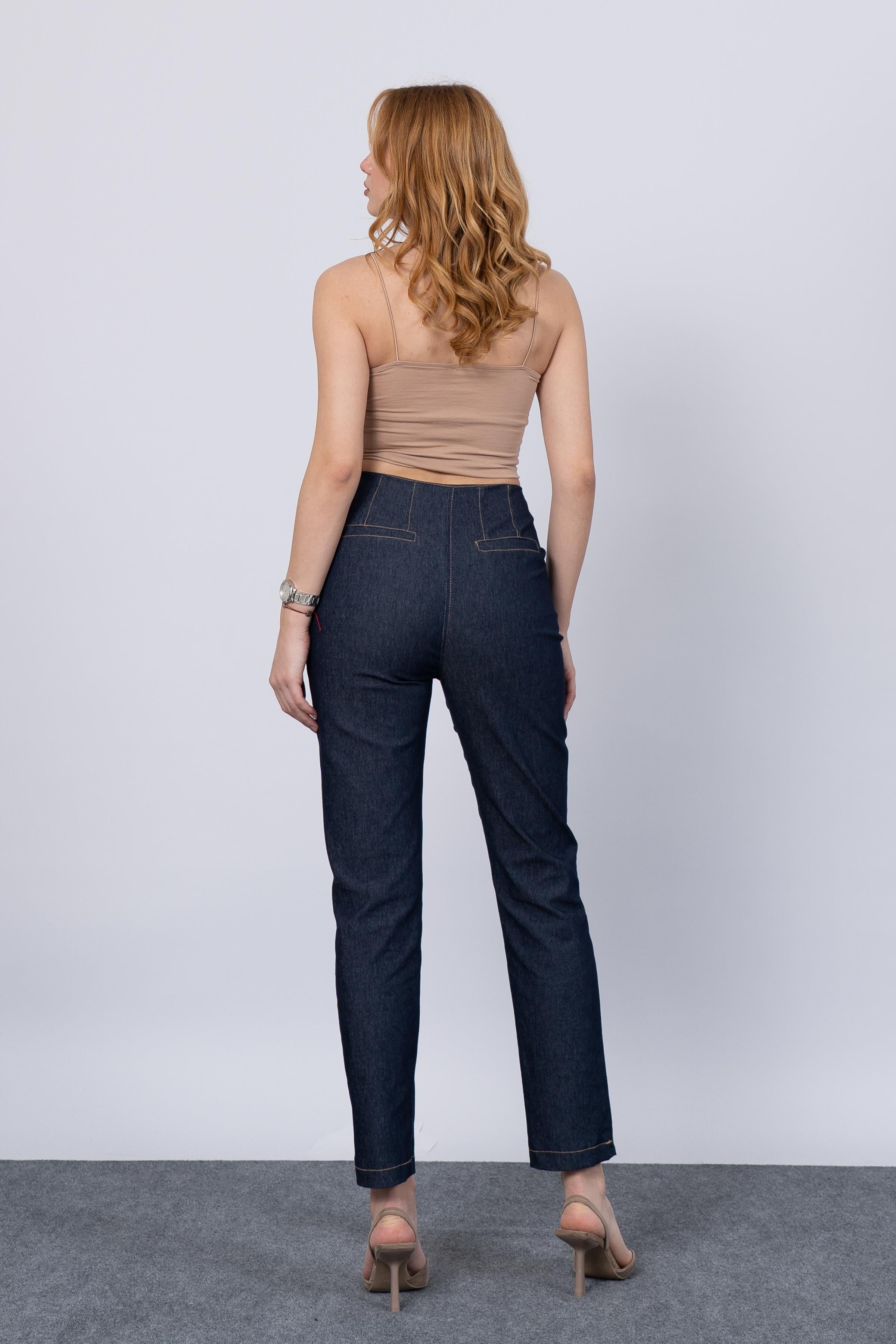 Denim Pensli Ve Cepli Pantolon 30207