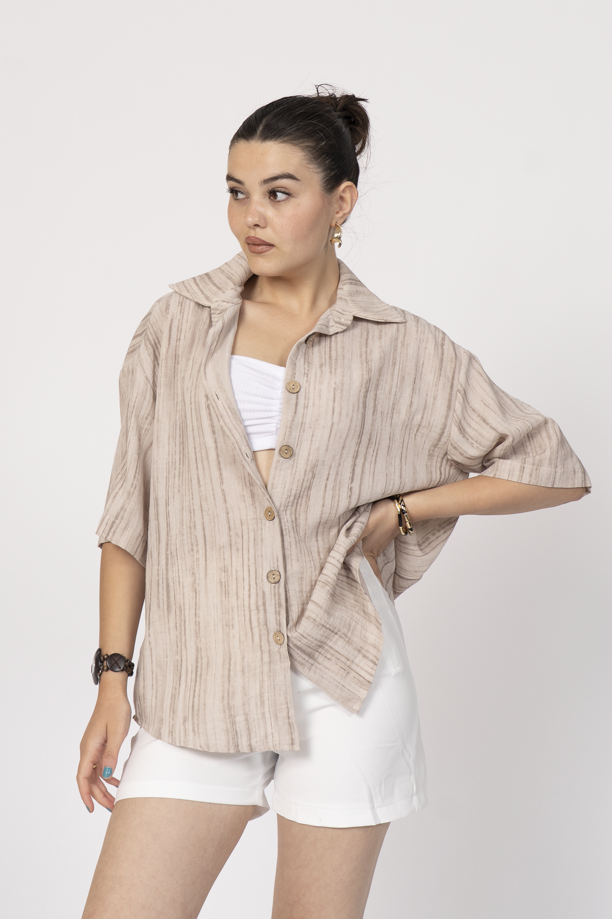 Keten Oversize Gömlek 70039