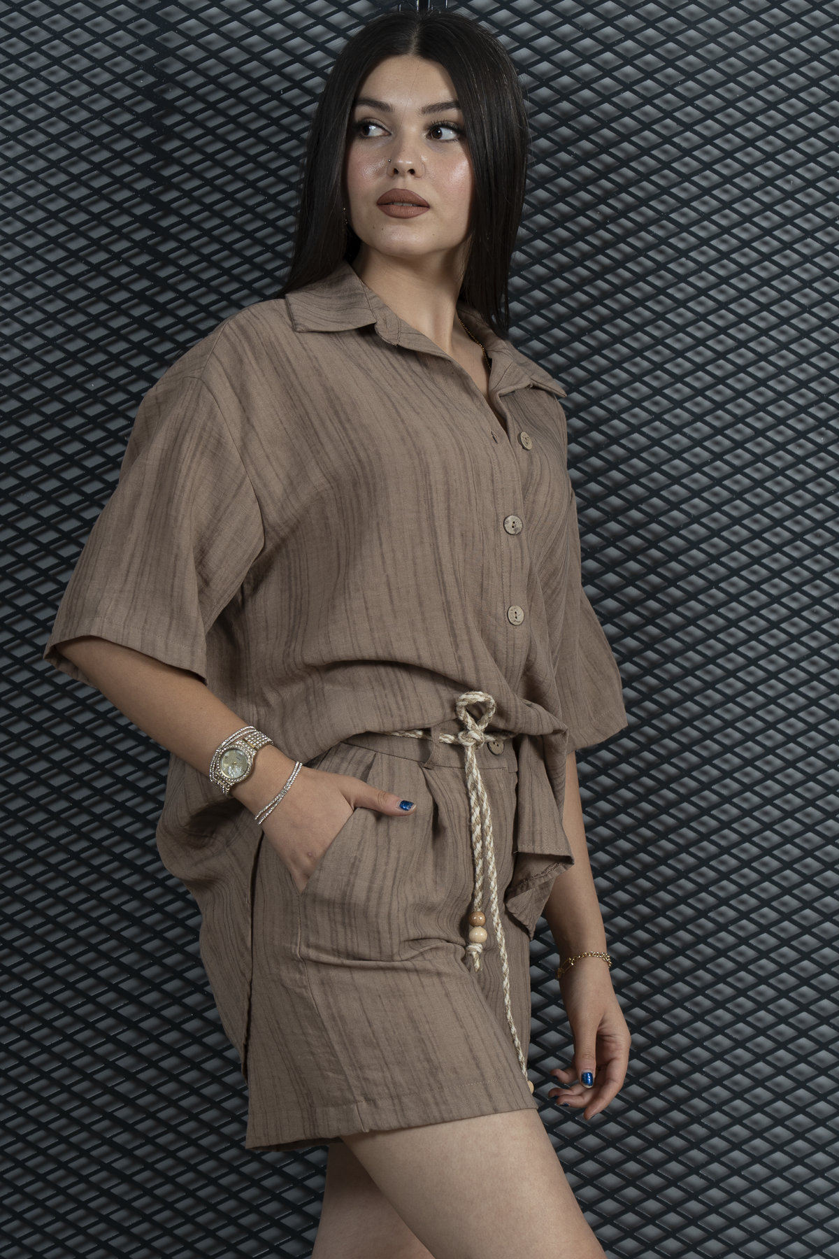 Keten Oversize Gömlek 70039