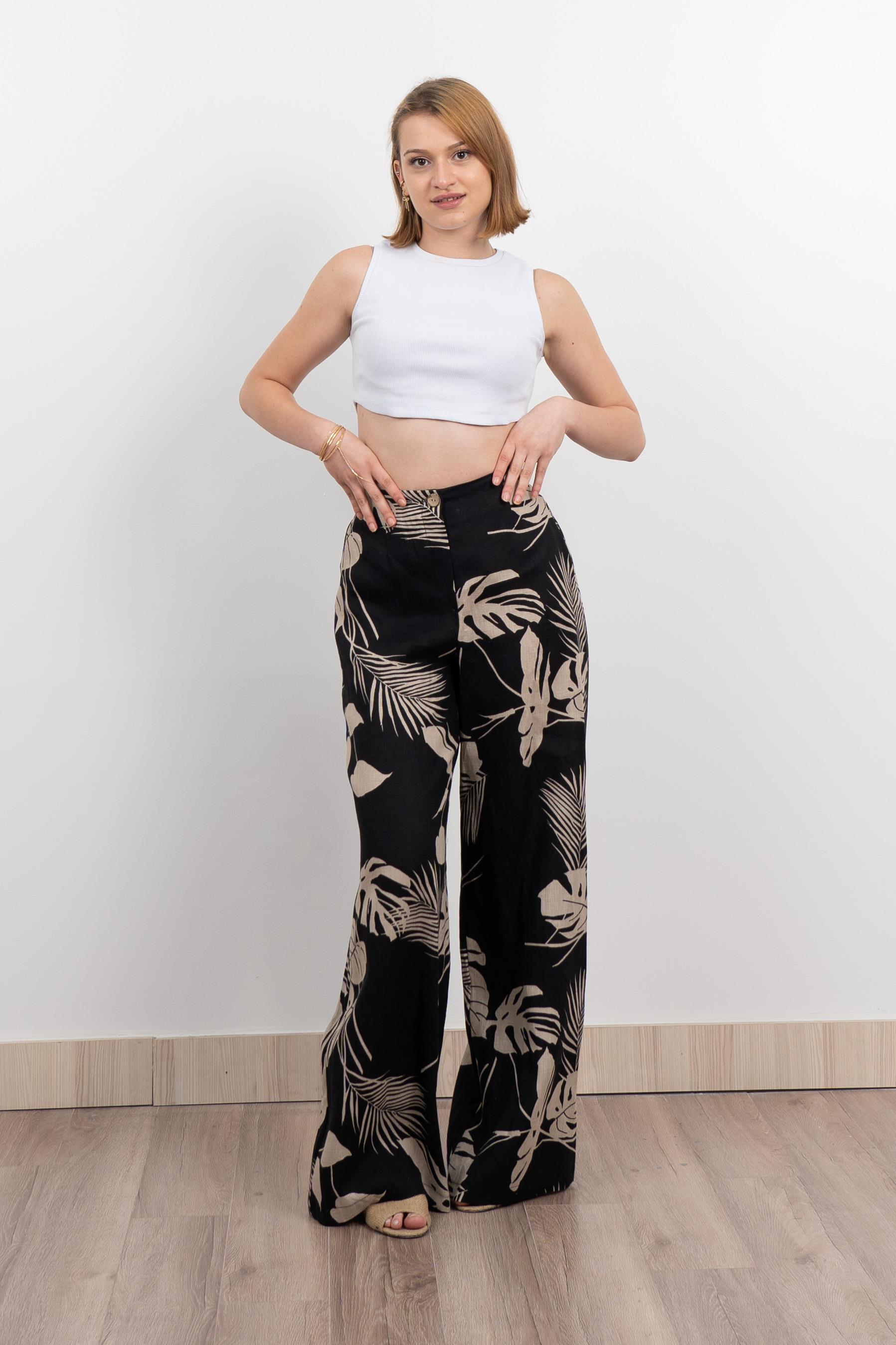 Keten Yüksek Bel Pantolon 30289