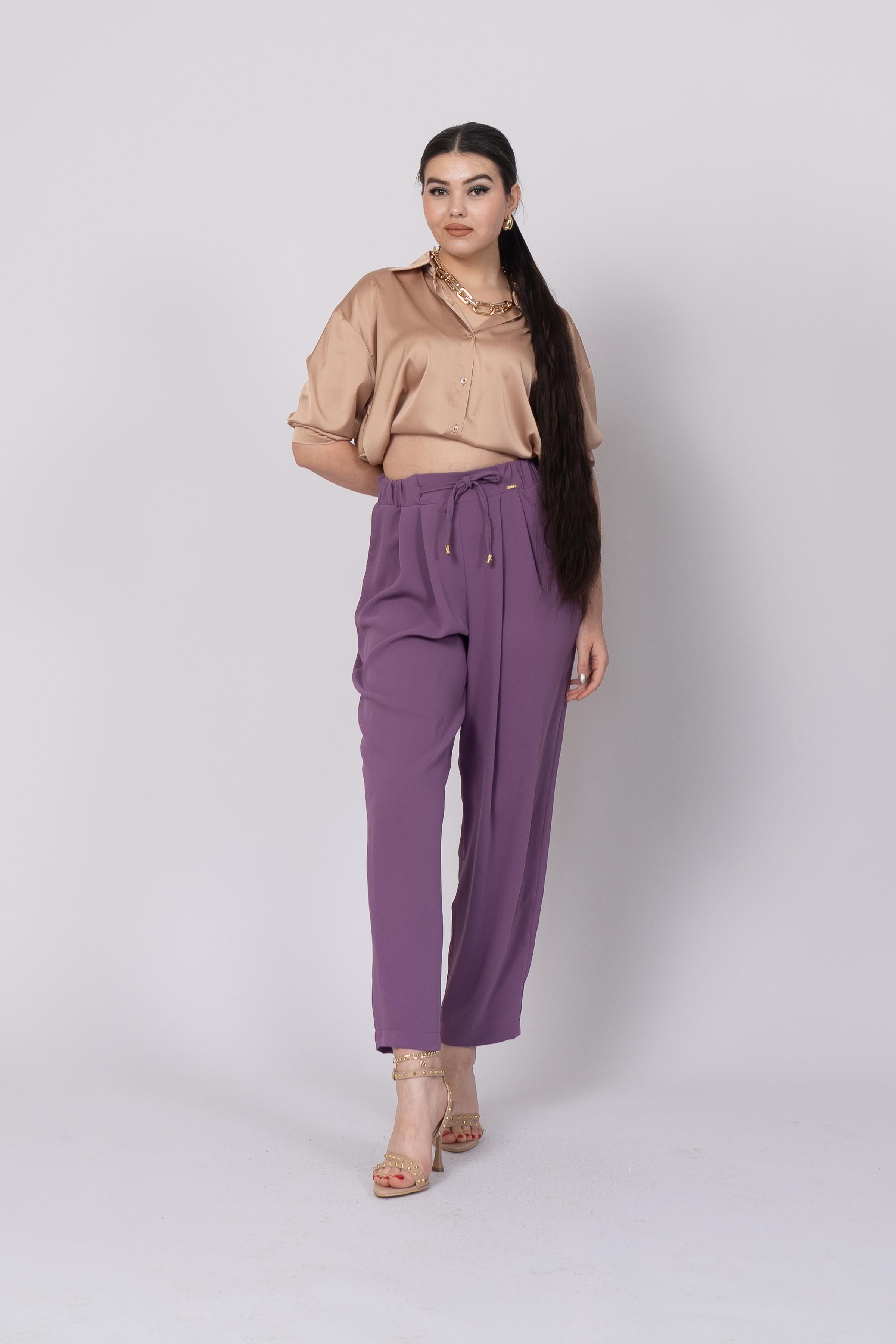 Ön Pile Ve Bağcıklı Beli Lastikli Pantolon 30244