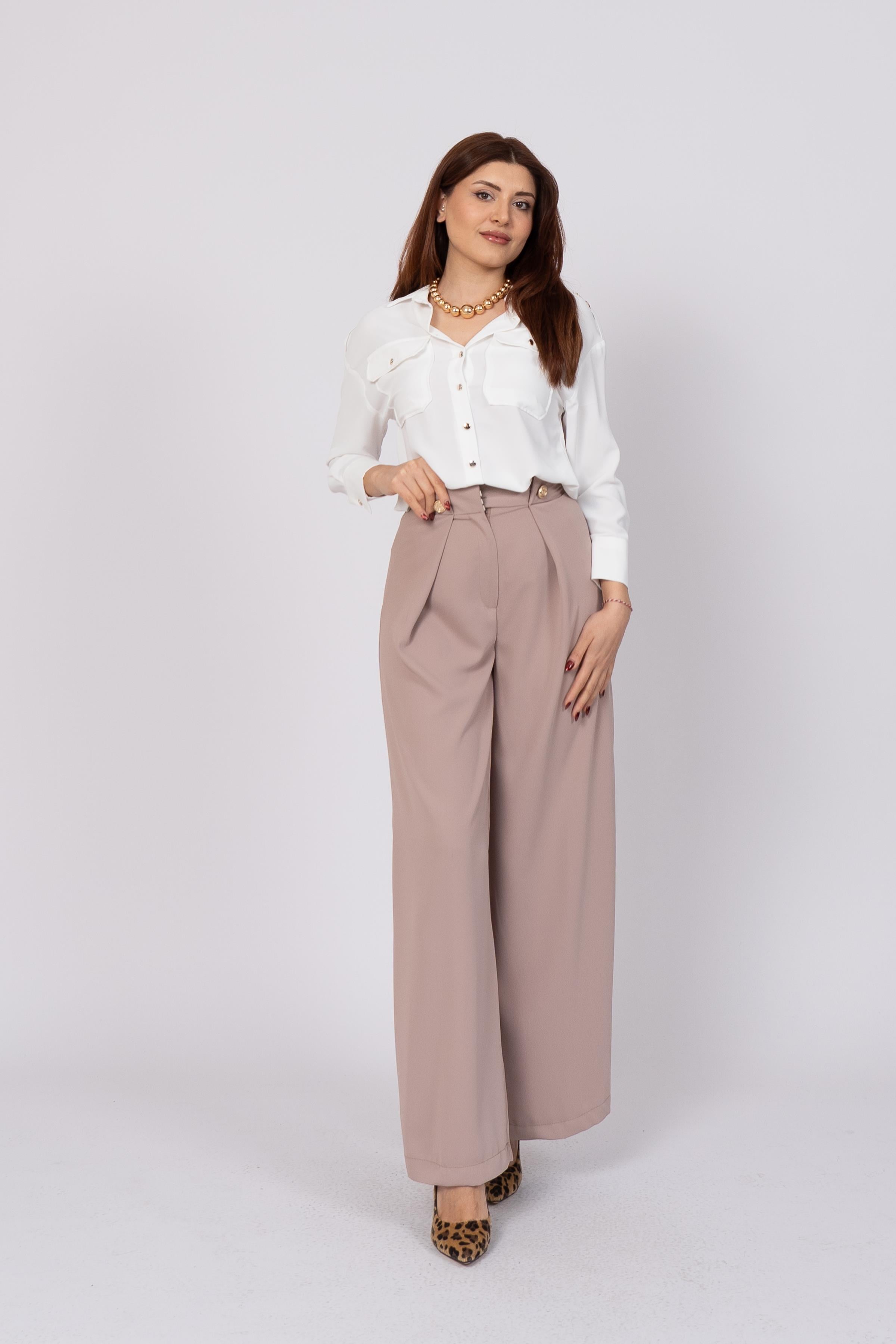 Ön Pile Ve Düğme Detaylı Pantolon 30237