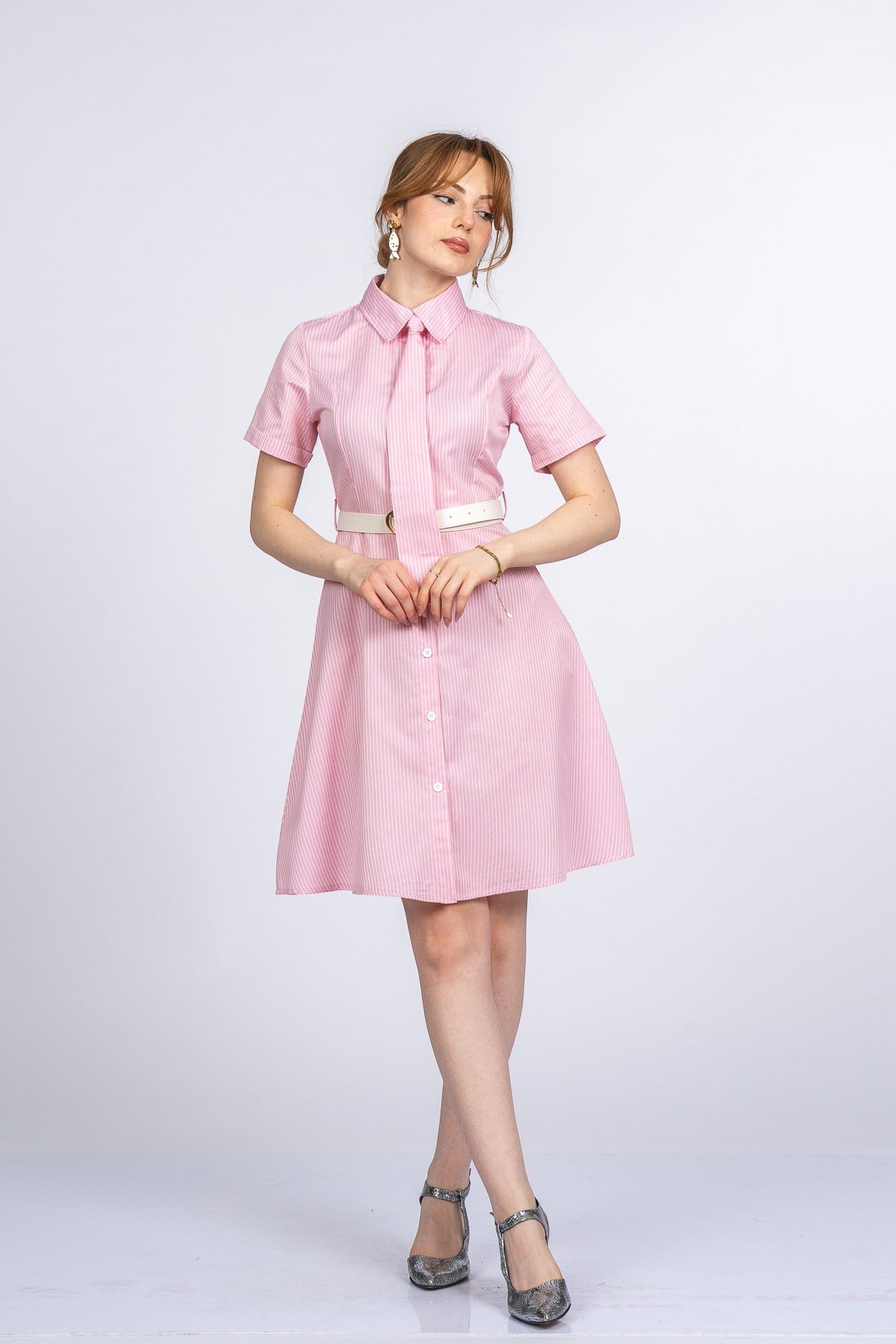 PRISCILLA ÇİZGİLİ ELBİSE