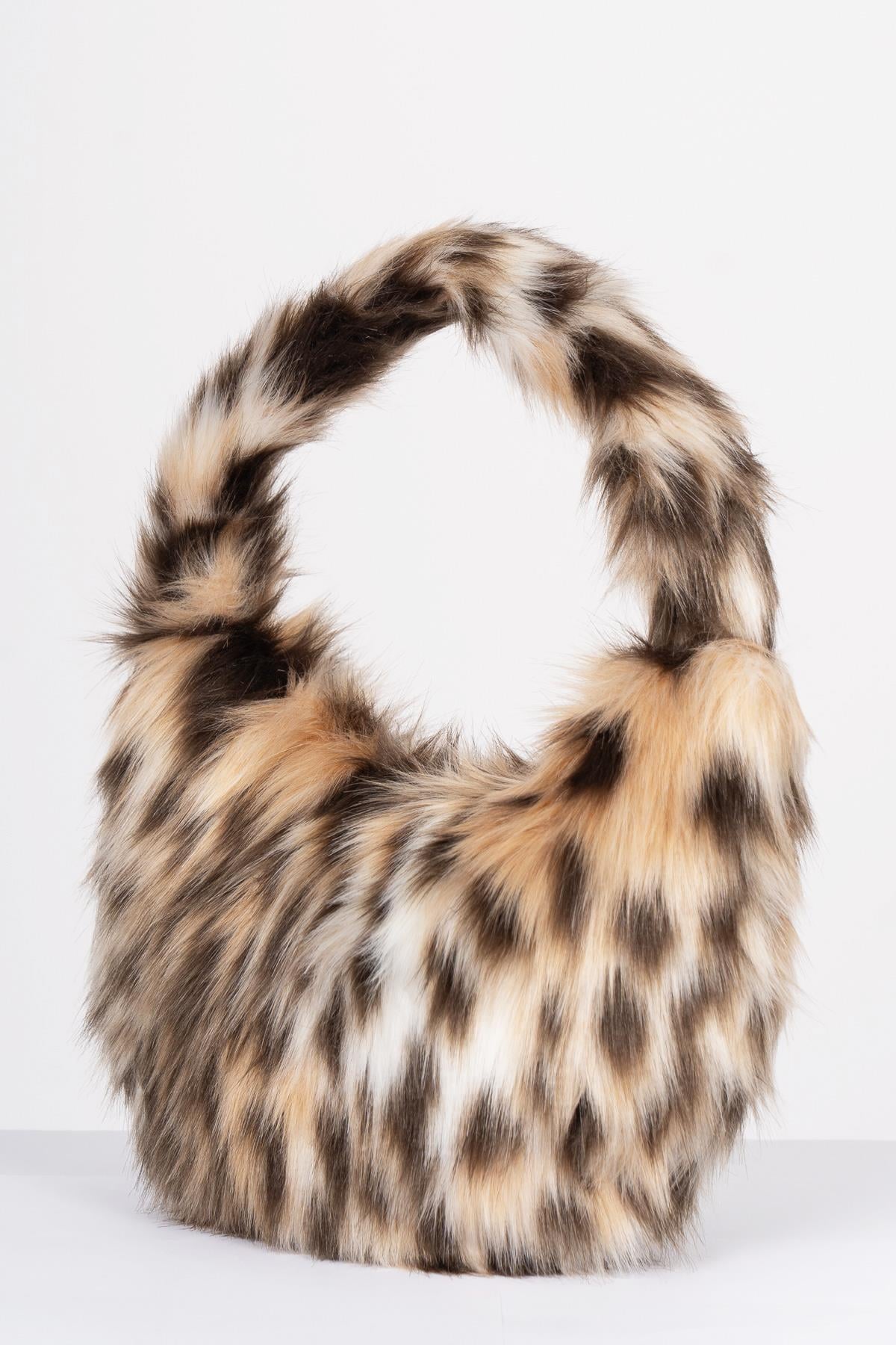 SAD LEOPAR DESENLİ PELUŞ ÇANTA