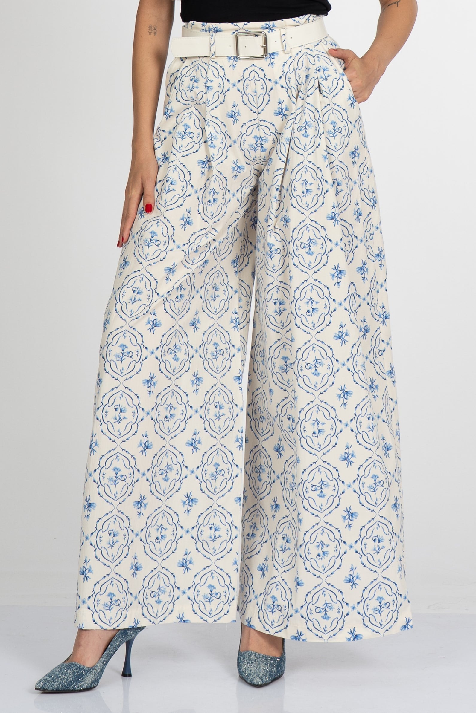 Y-30393 YÜKSEK BEL PİLELİ PANTOLON