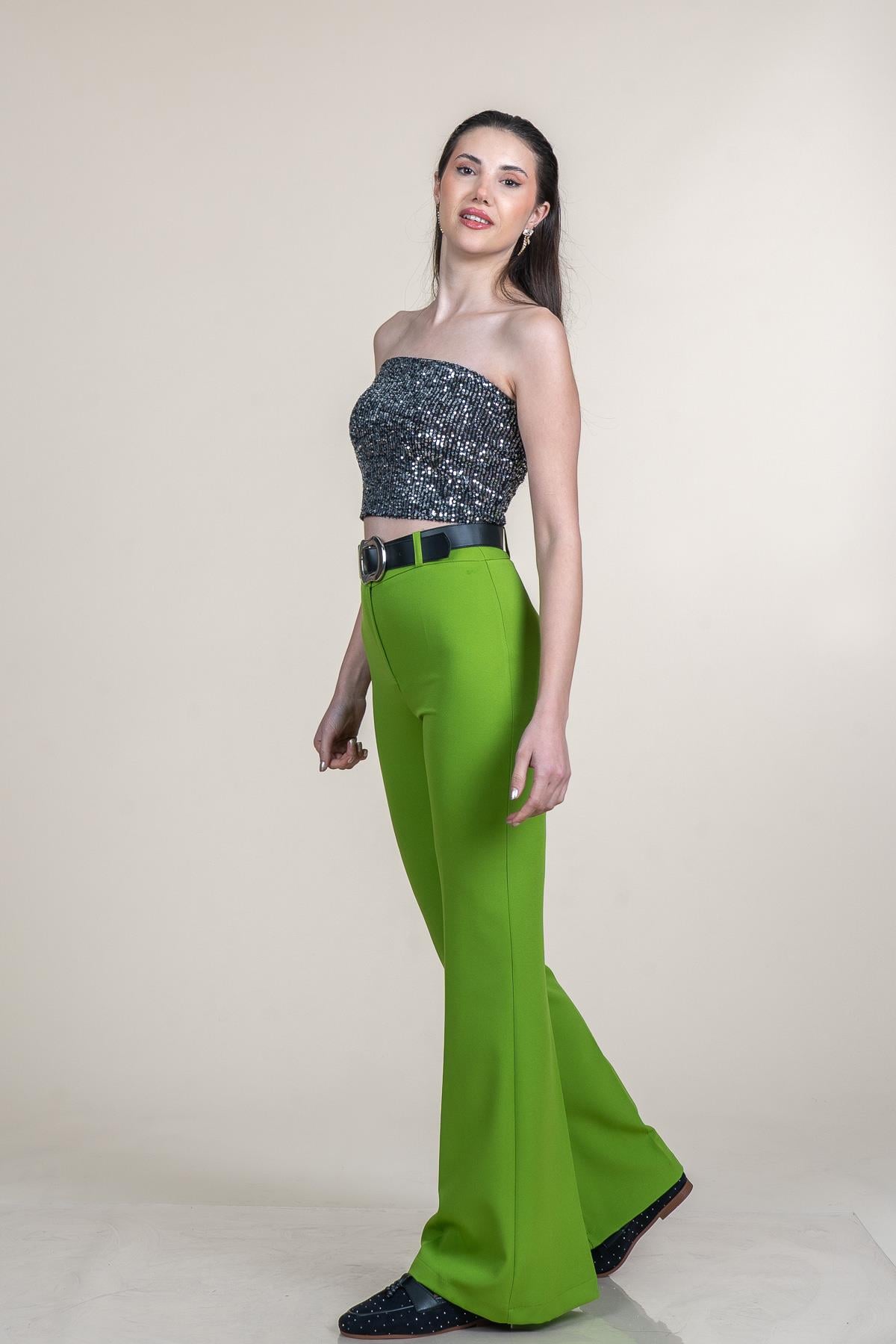 ZION İSPANYOL PAÇA KEMERLİ PANTOLON