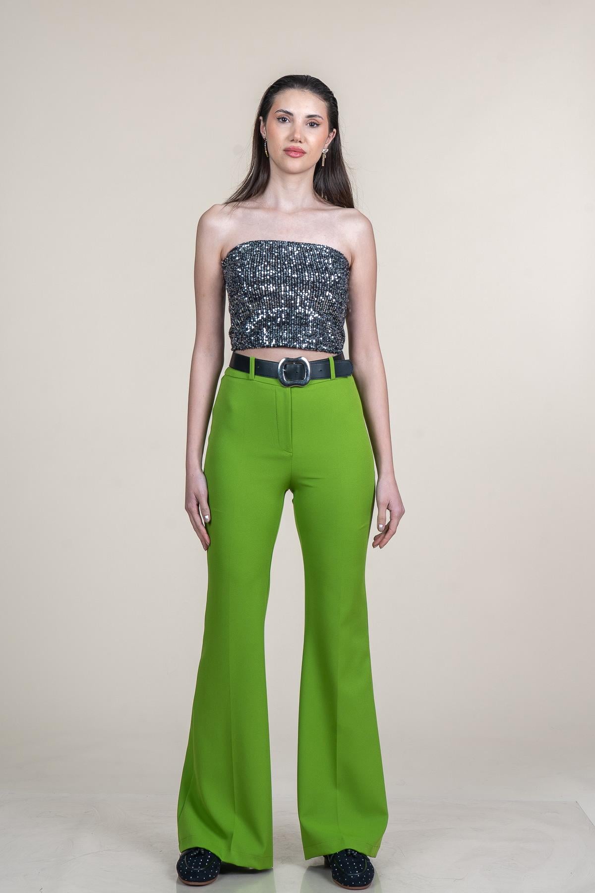 ZION İSPANYOL PAÇA KEMERLİ PANTOLON