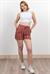 Beli Lastikli Çizgili Kısa Cepli Şort 30282