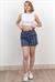 Beli Lastikli Çizgili Kısa Cepli Şort 30282