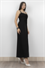 Göğüs Büzgülü Önden Yırtmaçlı Askılı Uzun Elbise 50322