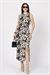 Leopar Desenli Ön Pile Ve Yırtmaç Detaylı Uzun Elbise 50312