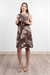 Spagetti Fiyonk Keten Yaprak Desen Elbise 50330