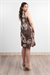 Spagetti Fiyonk Keten Yaprak Desen Elbise 50330